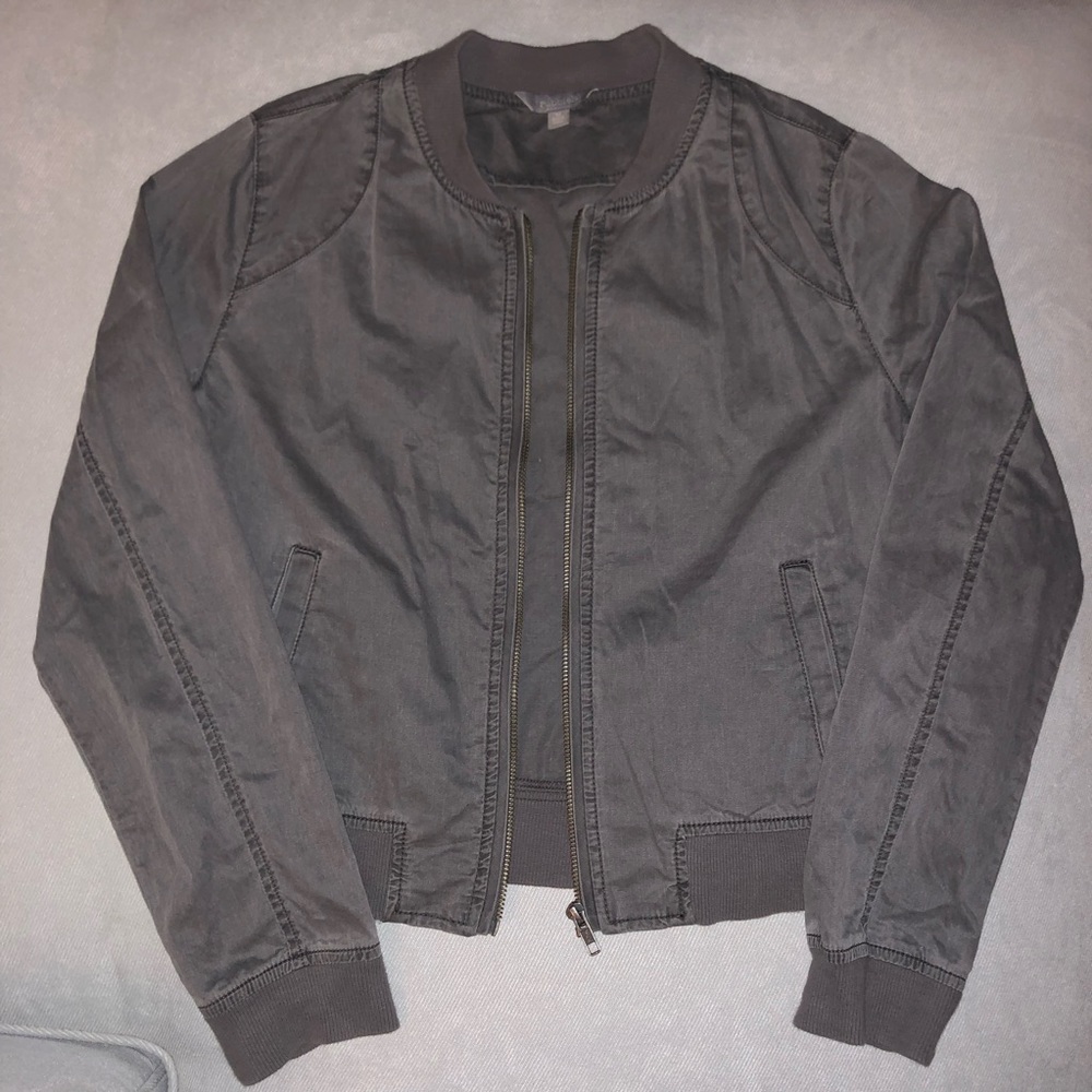 rubbish Chinos Moto Short Zip-up Jacket Women's Sz M Gray Stretchy Collar/ Cuffs